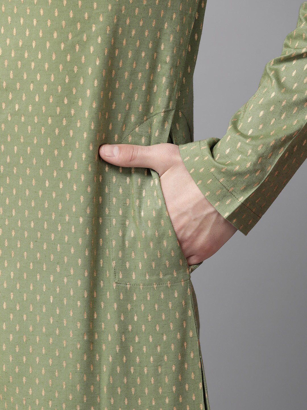 See Designs Ethnic Motifs Printed Mandarin Collar Straight Pure Cotton Kurta