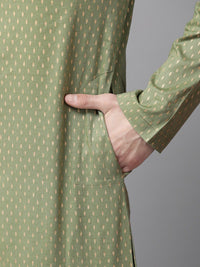 See Designs Ethnic Motifs Printed Mandarin Collar Straight Pure Cotton Kurta