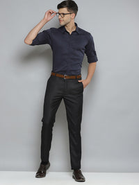 DENNISON Men Navy Blue Smart Slim Fit Stretchable Lycra Formal Shirt