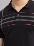 ADRO Striped Oversized Polo Collar Pure Cotton T-shirt