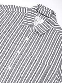 VASTRADO Men Classic Relaxed Fit Spread Collar Vertical Striped Cotton Casual Shirt