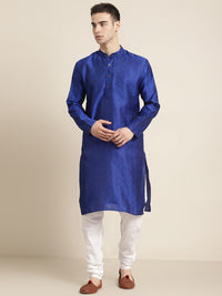 SOJANYA Lelaki Biru Etnik Kurta Jacquard Silk