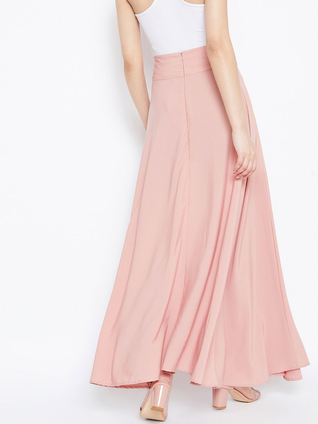 Berrylush Dusty Pink Flared Maxi Skirt
