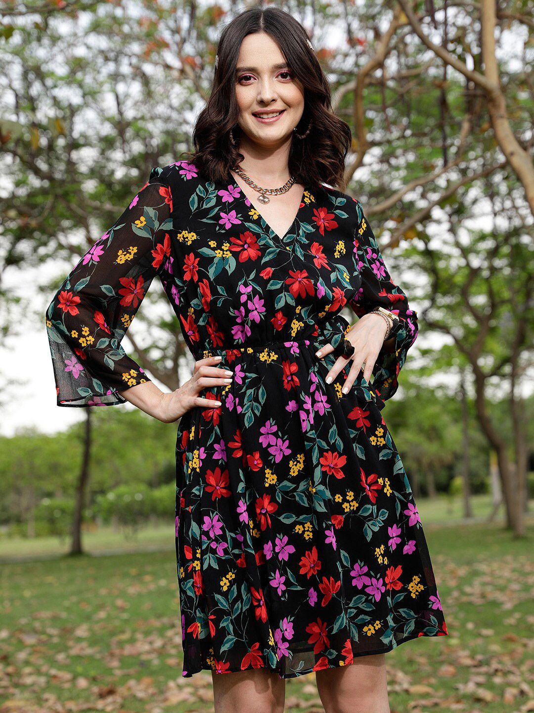 STREET 9 Floral Printed Fit & Flare Dress