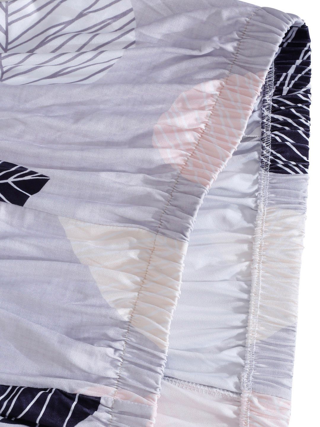 Cortina Lavender &amp; Sarung Sofa Dua Tempat Duduk Bercetak Unik Hitam