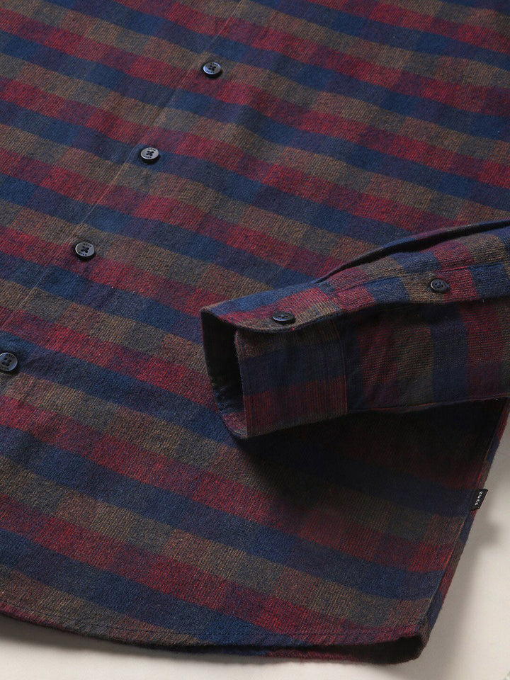 THE BEAR HOUSE Tartan Checks Slim Fit Pure Cotton Casual Shirt