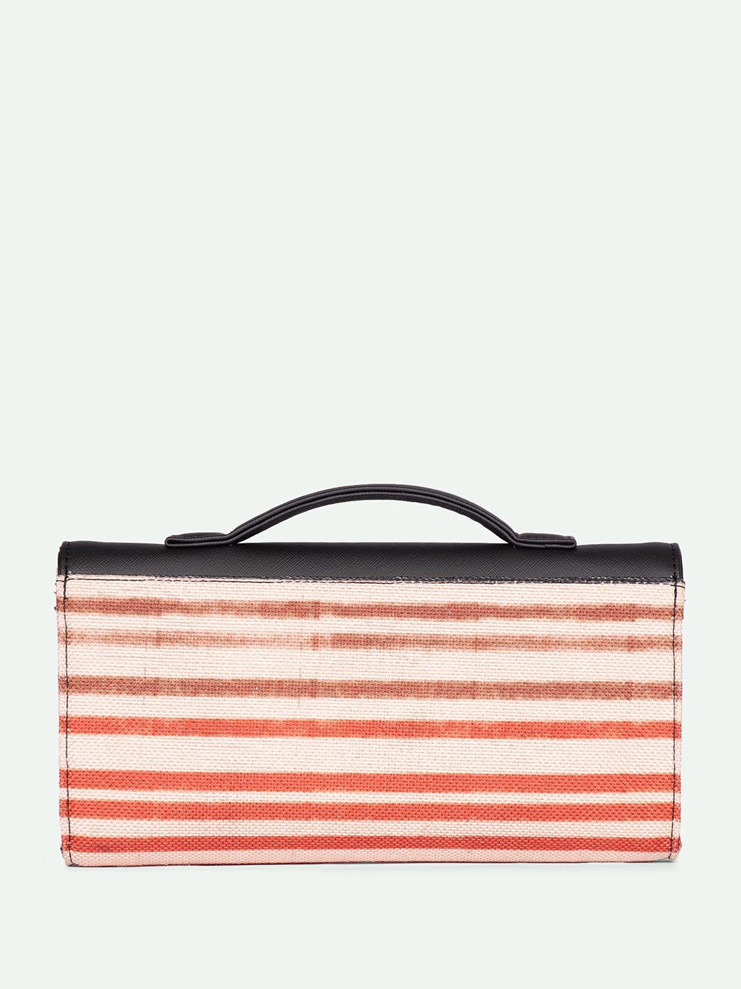 ZOUK Rhea Kapoor Qutub Stripes Textured Water Resistant Jute Envelope Clutch