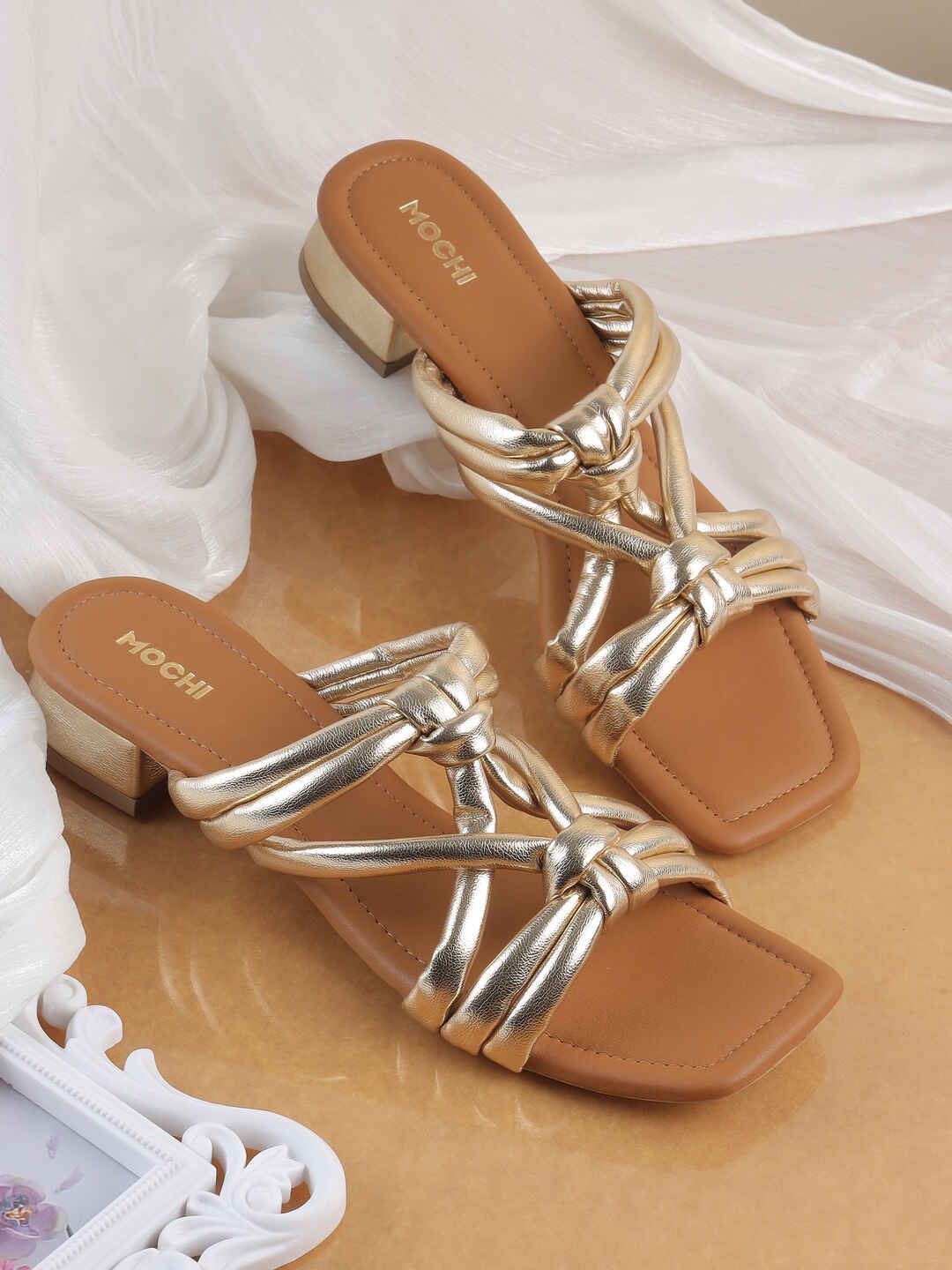 Mochi Women Open Toe Block Pumps