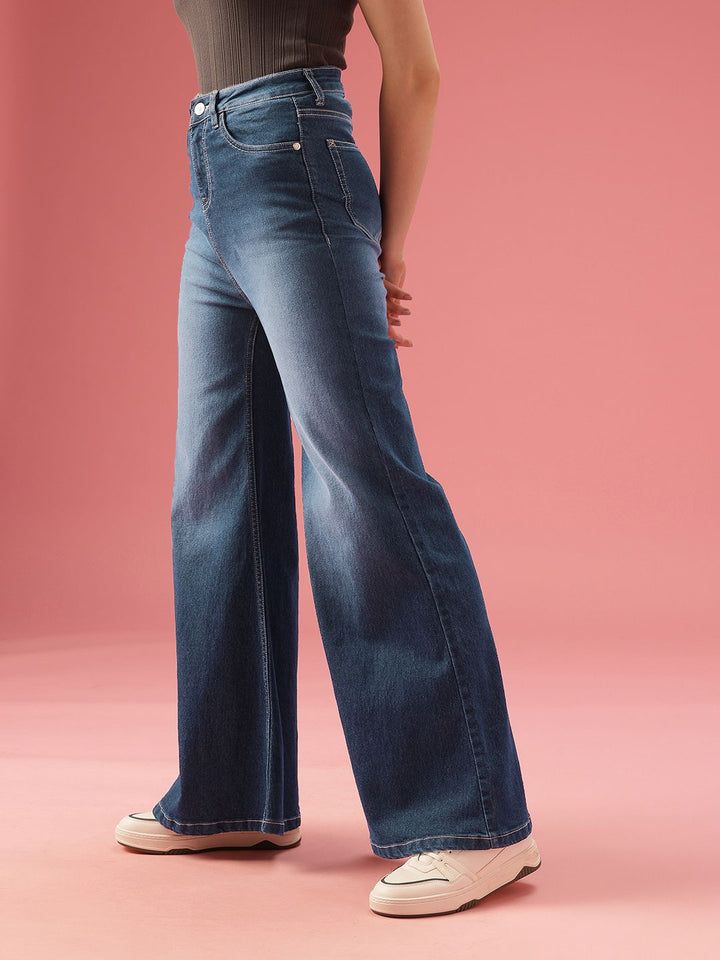 DressBerry Women Flared High-Rise Light Fade Stretchable Jeans