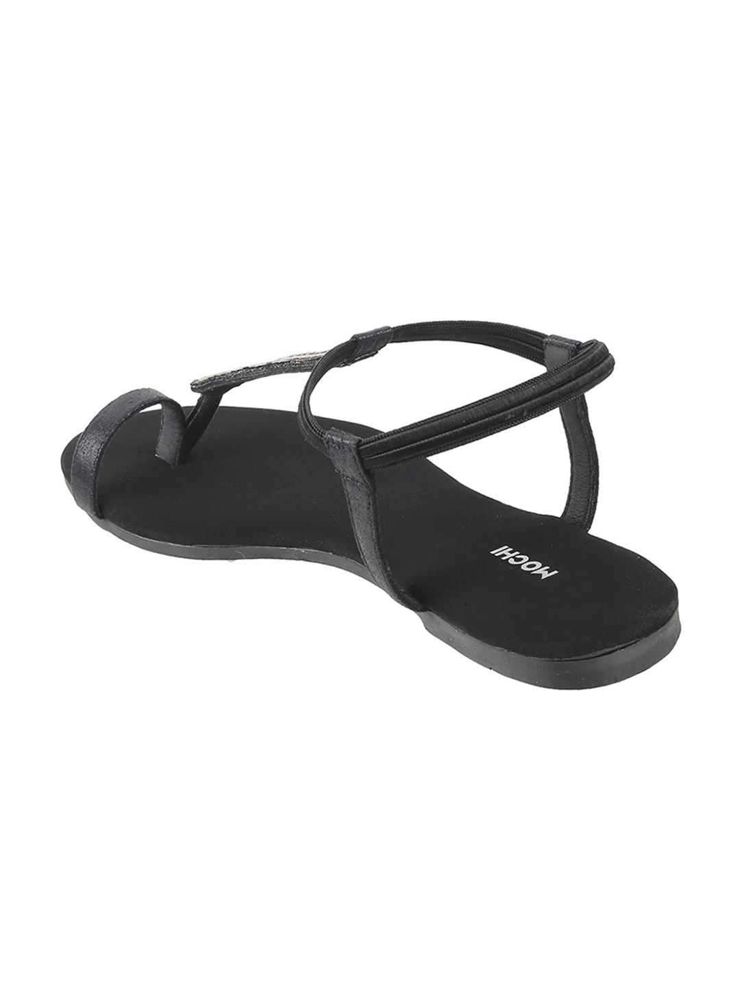 Mochi Women Black Embellished One Toe Flats