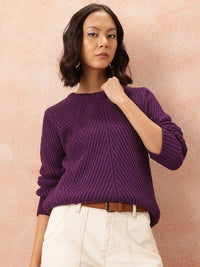 all about you Ribbed Acrylic Longline Pullover
