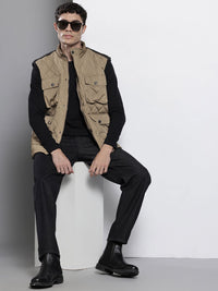 The Indian Garage Co Mock Collar Quilted-Style Gilet Jacket
