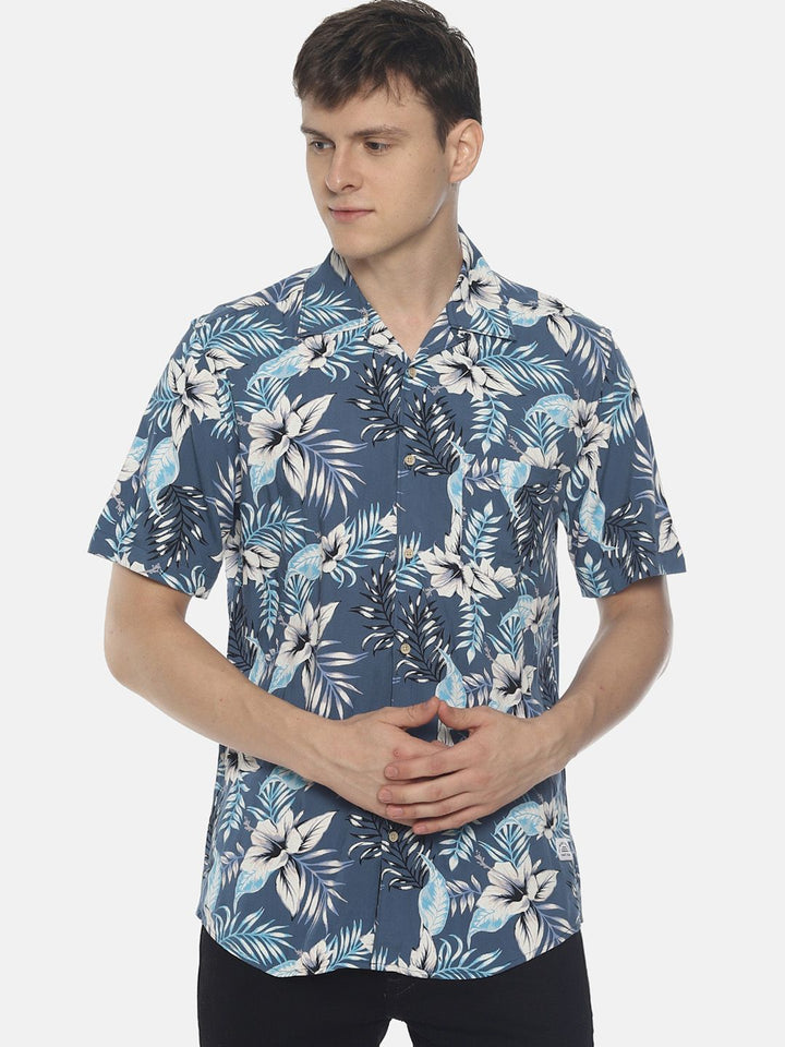 Bene Kleed Men Blue Slim Fit Printed Casual Shirt