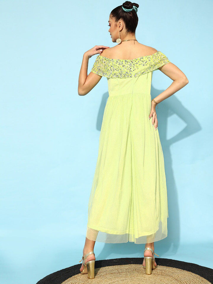 STREET 9 Women Lime Green Floral Dress
