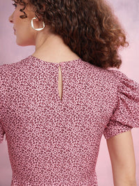 DressBerry Printed Puff Sleeve Fit & Flare Dress