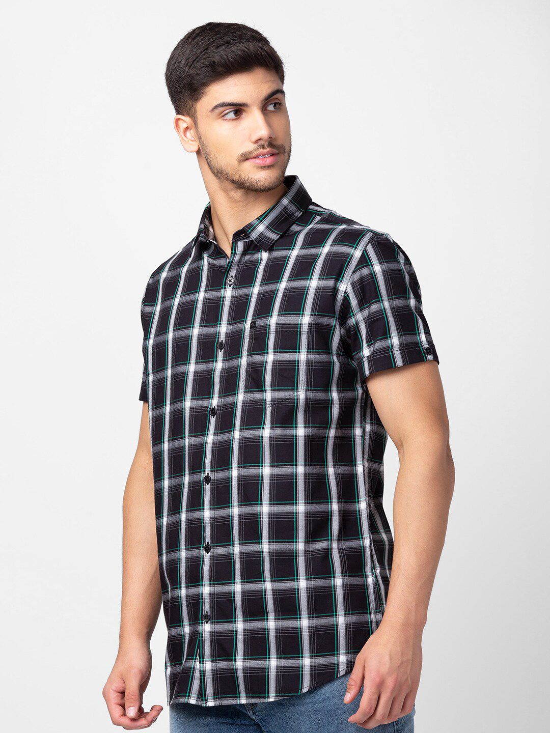 SPYKAR Men Classic Slim Fit Tartan  Checked Cotton Casual Shirt