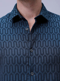The Indian Garage Co Men Regular Fit Textured Jacquard Resortwear Shirt