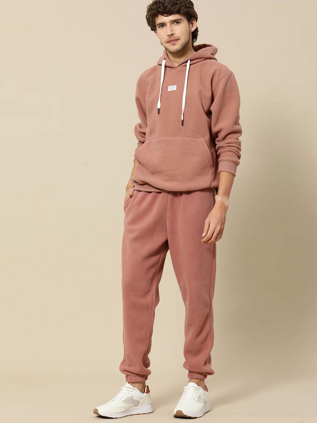 Mr Bowerbird Men Rust Pink Hooded Fleece Sweatshirt
