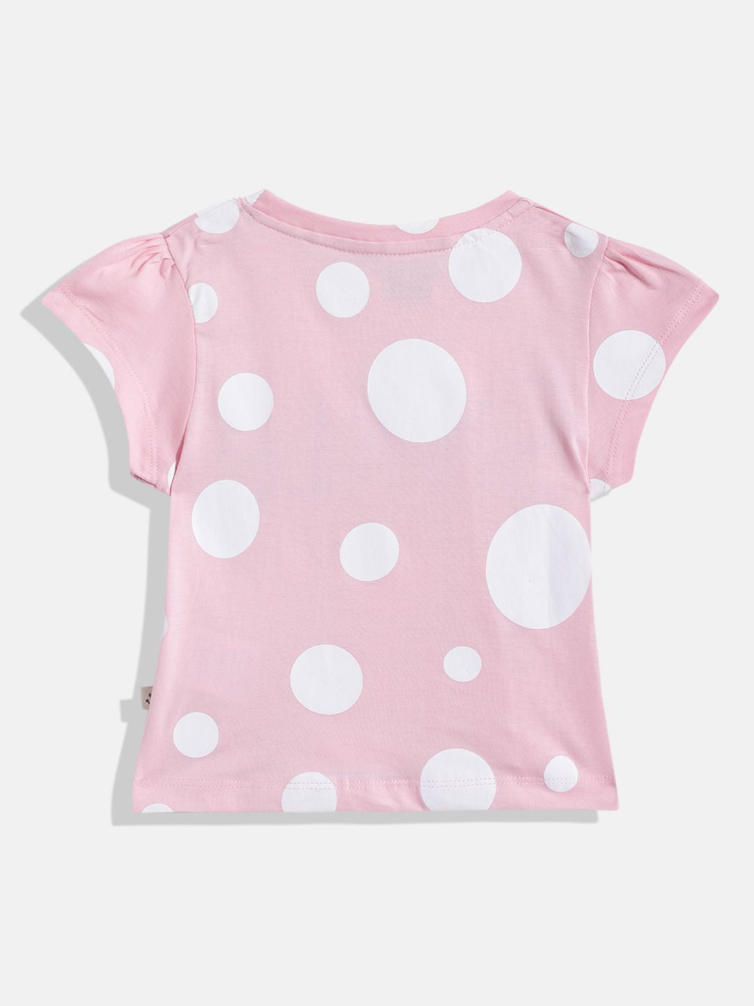 Happy Faces Girls Polka Dots & Typography Printed Pure Cotton T-shirt