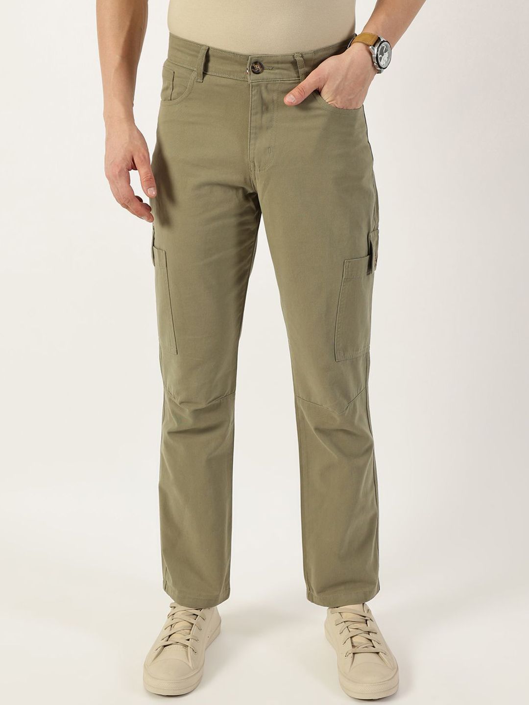 Thomas Scott Men Smart Slim Fit Easy Wash Cotton Cargos
