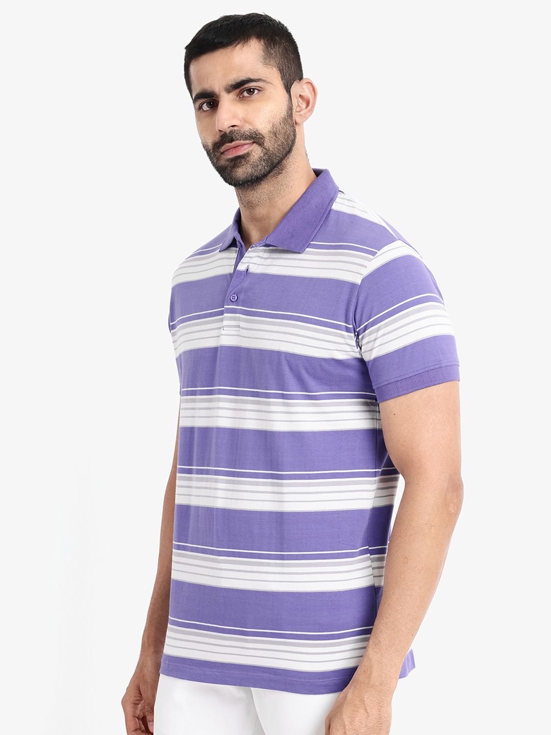 RARE RABBIT Men Rings-4 Slim Fit Solid Polo Collar Pure Cotton T-Shirt