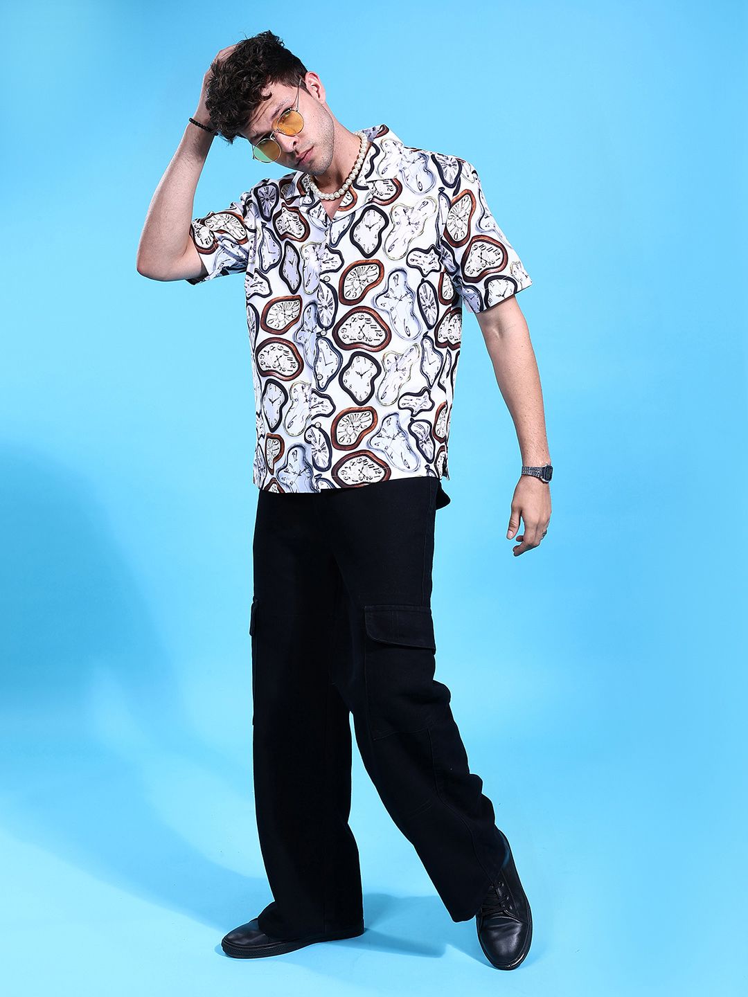 The Indian Garage Co Men Oversized Vintage Printed Resortwear Shirt
