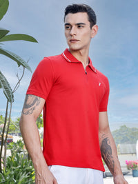 Thomas Scott Men Solid Polo Collar Cotton Slim Fit T-shirt