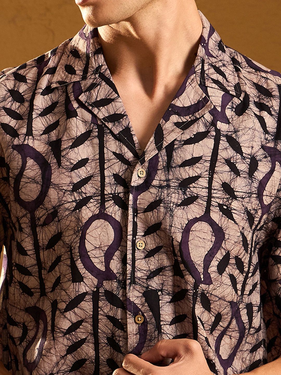 DENNISON Block Printed Oversized Pure Cotton Casual Shirt