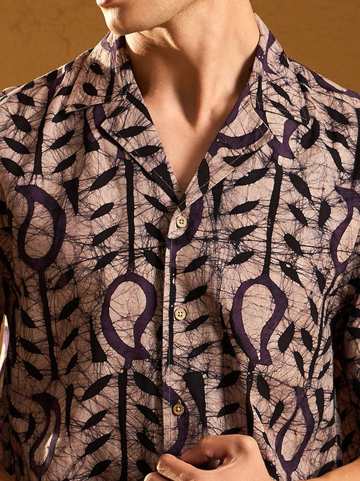 DENNISON Block Printed Oversized Pure Cotton Casual Shirt