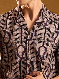 DENNISON Block Printed Oversized Pure Cotton Casual Shirt