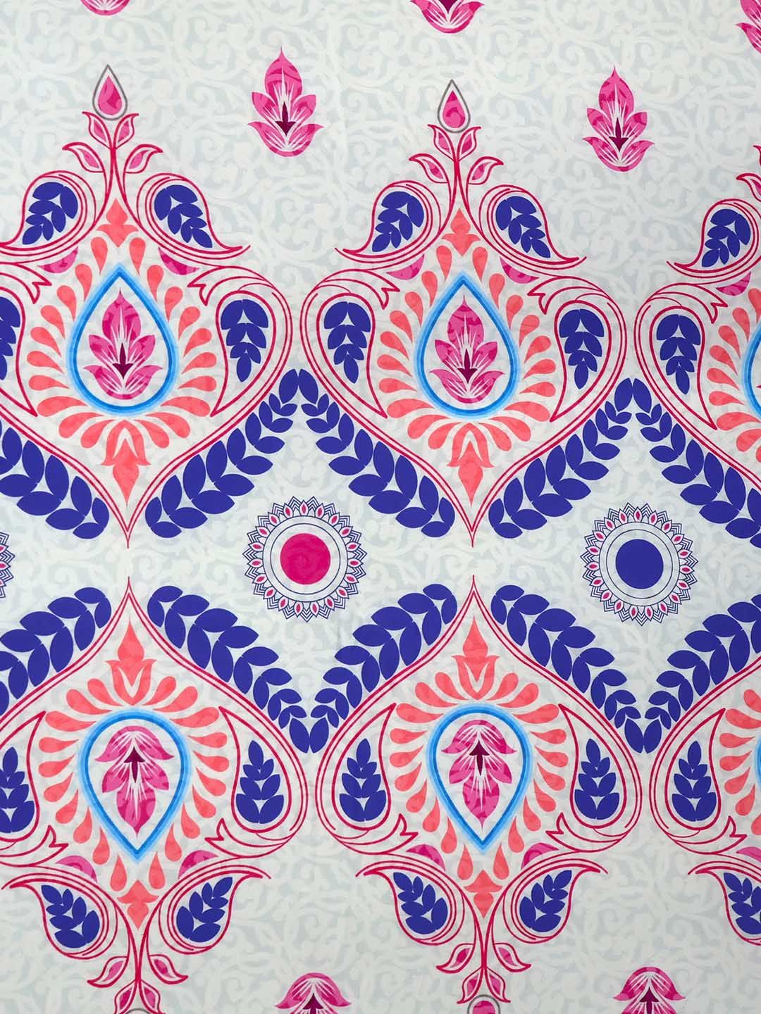 BOMBAY DYEING Celebrating India Blue Printed Cotton 300 TC King Bedsheet Set 2.74 x 2.74 m