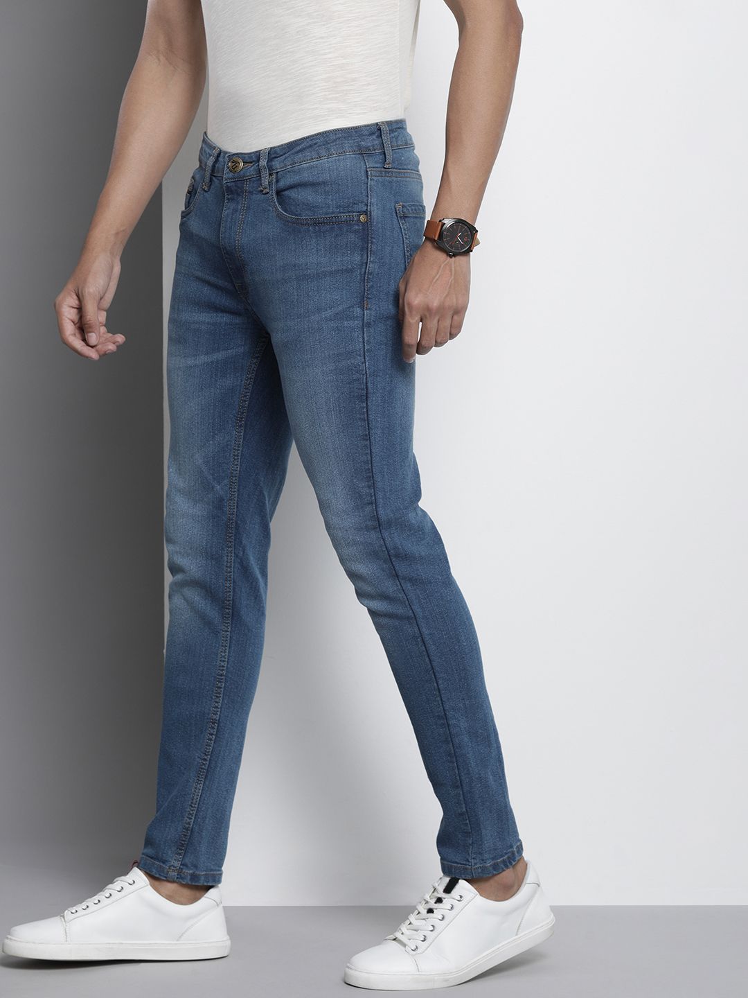 The Indian Garage Co Men Skinny Fit Heavy Fade Stretchable Jeans