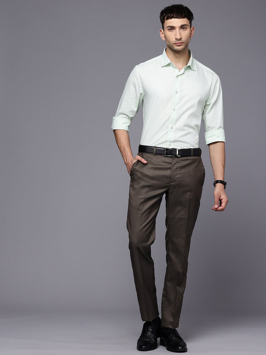 Raymond Men Checked Slim Fit Formal Trousers
