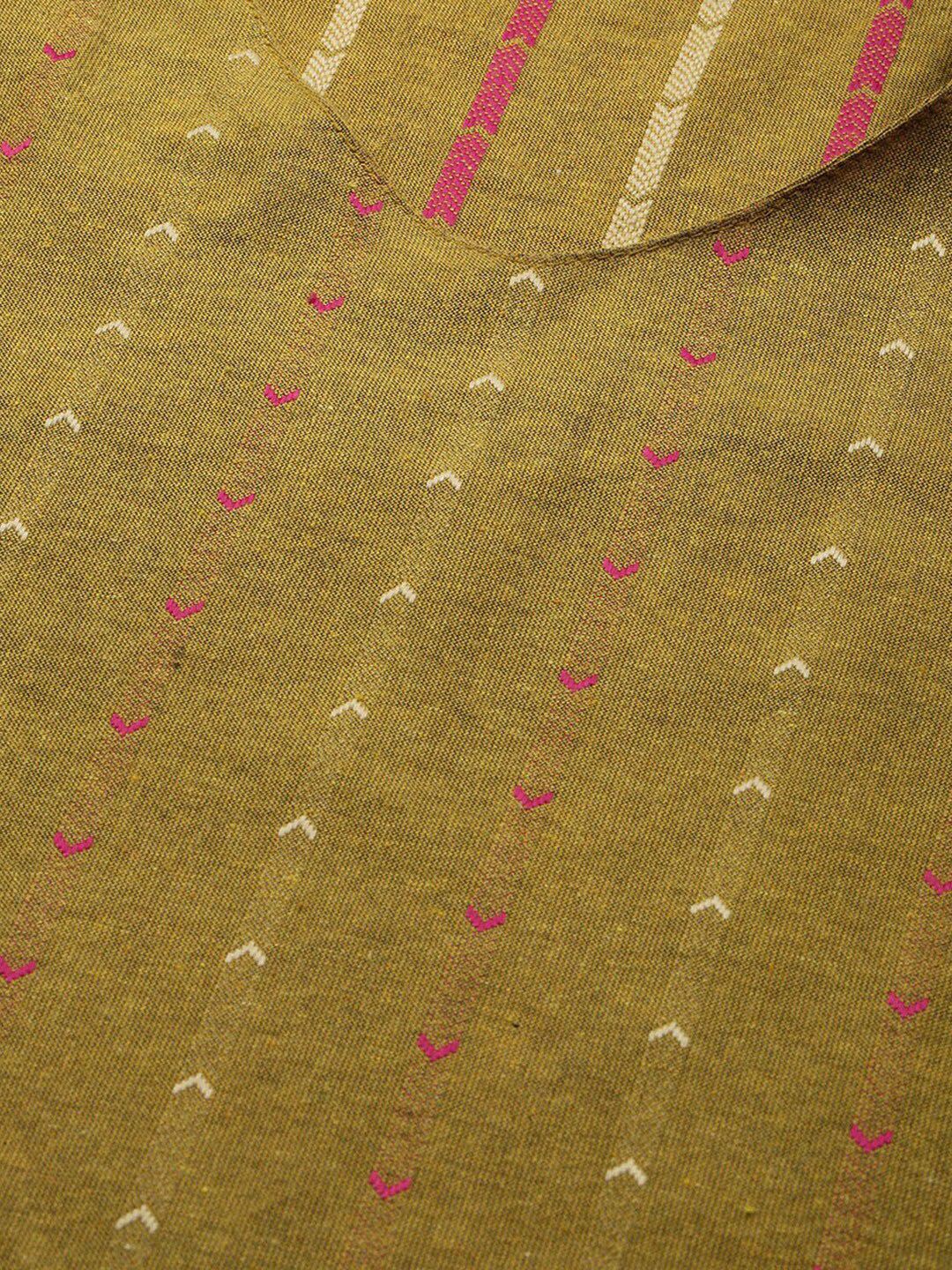KALINI Woven Design Mandarin Collar Regular Kurta With Trousers