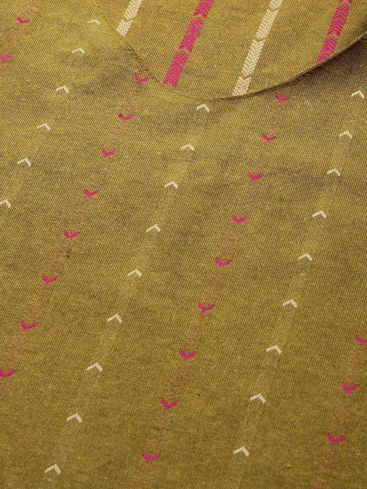 KALINI Woven Design Mandarin Collar Regular Kurta With Trousers