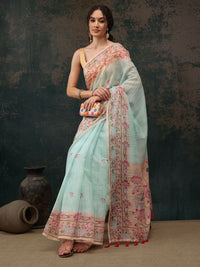 Floral Chanderi Saree With Tassels