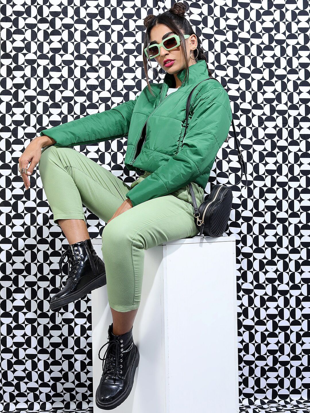 Tokyo Talkies Women Crop Bomber Jacket