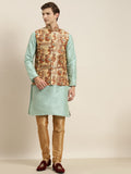 SOJANYA Kurta Belang Hijau Laut Lelaki dengan Jaket Churidar & Nehru