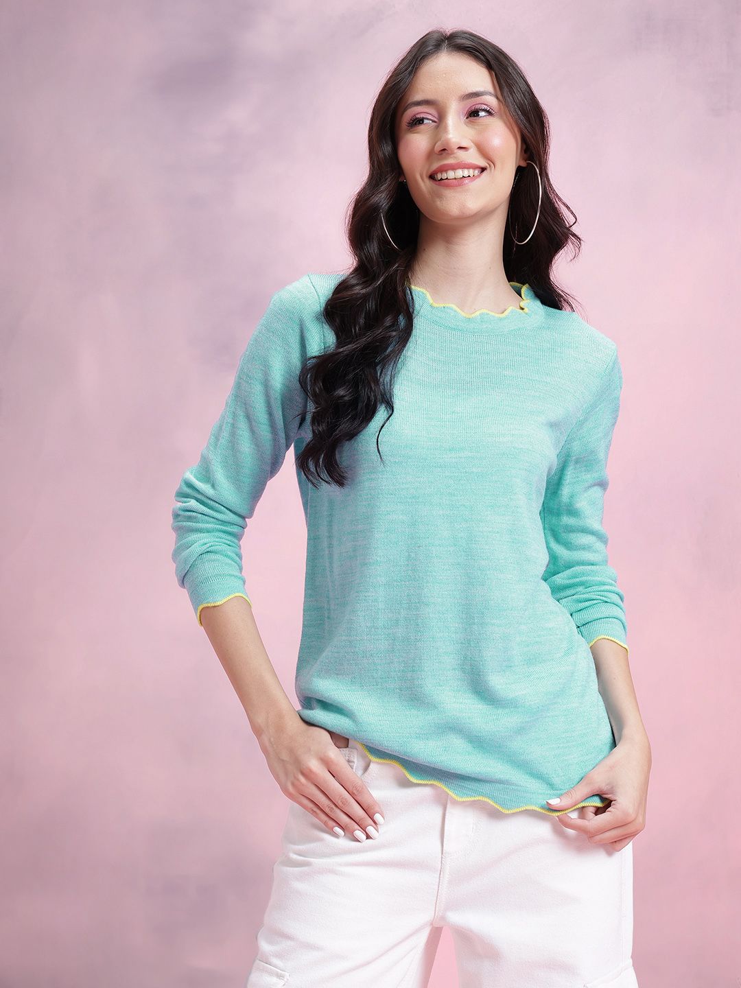DressBerry Round Neck Acrylic Pullover