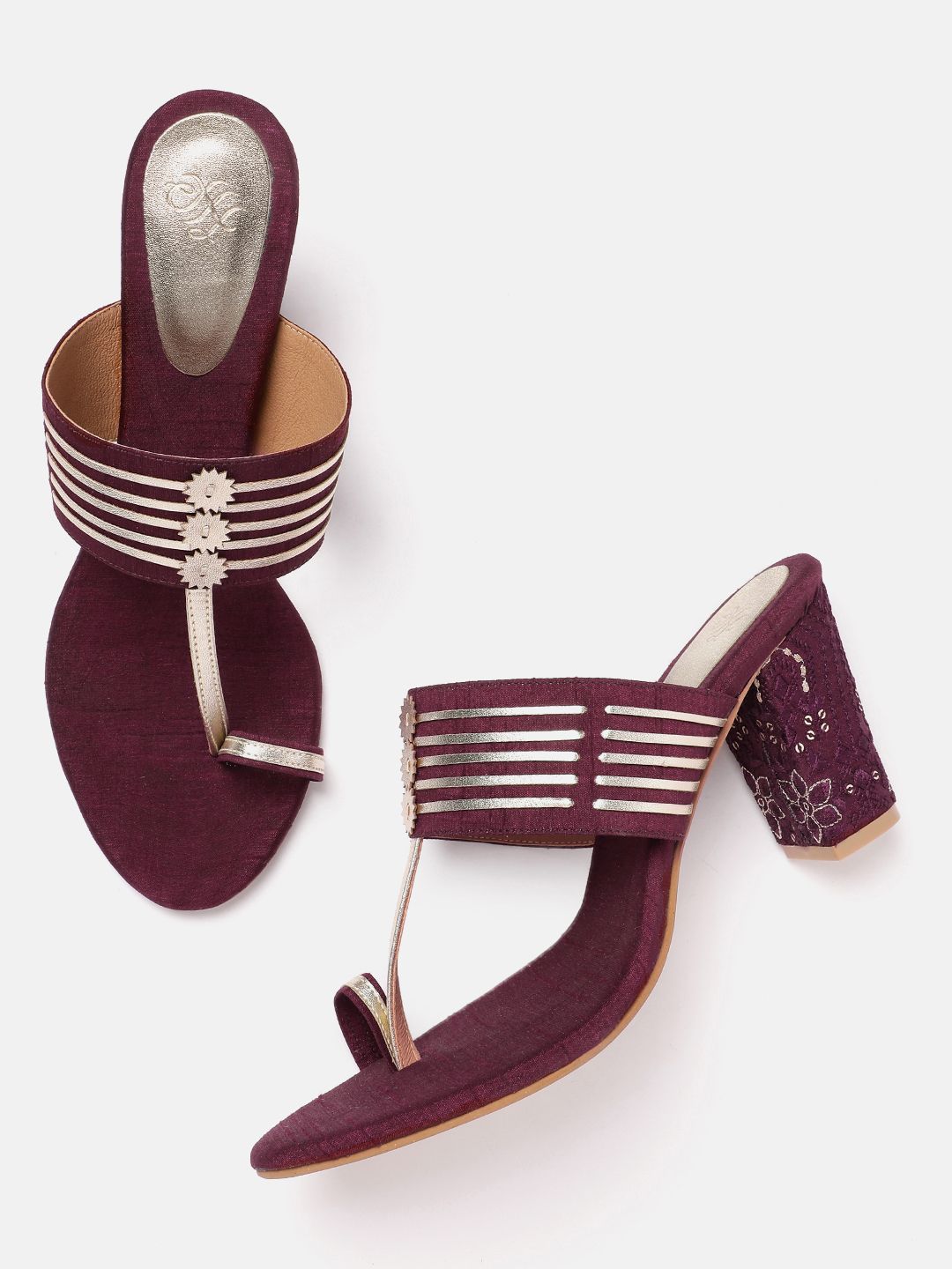 House of Pataudi Ethnic Embellished Block Heels