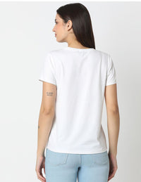 SPYKAR Women Typography Printed Round Neck Cotton T-shirt