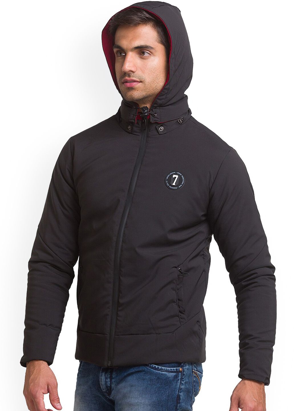 Being Human Men Black Longline Padded Jacket