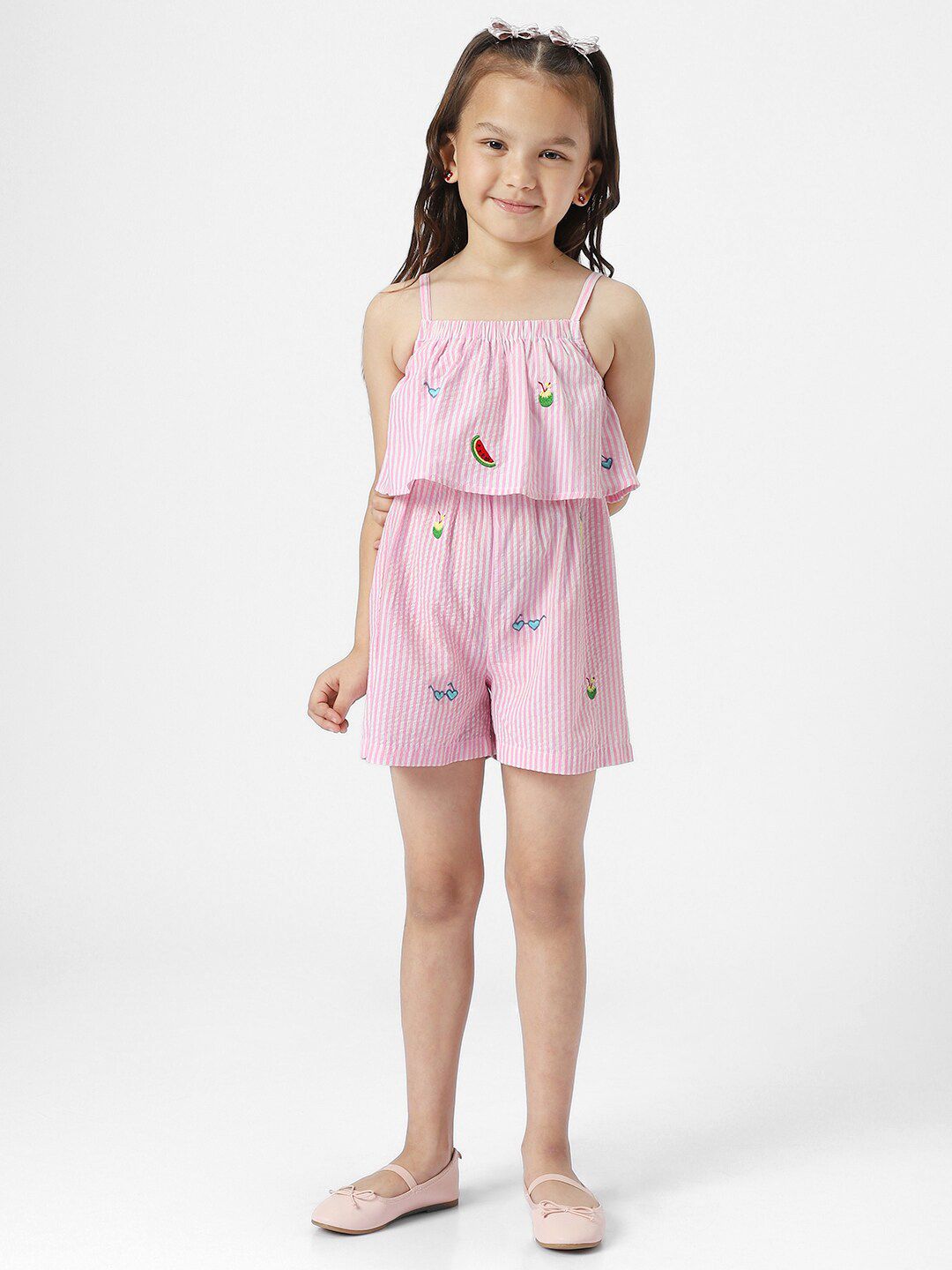 Nauti Nati Girls Striped Pure Cotton Playsuit
