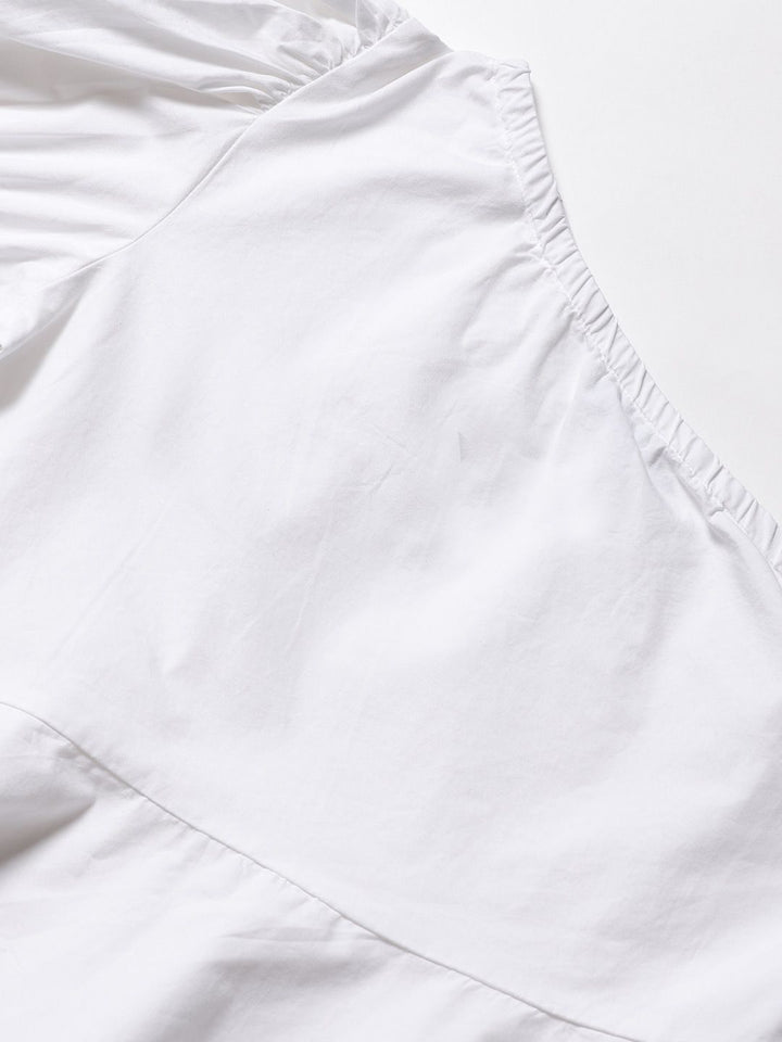STREET 9 White One Shoulder Cinched Waist Pure Cotton Top