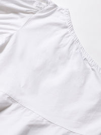 STREET 9 White One Shoulder Cinched Waist Pure Cotton Top