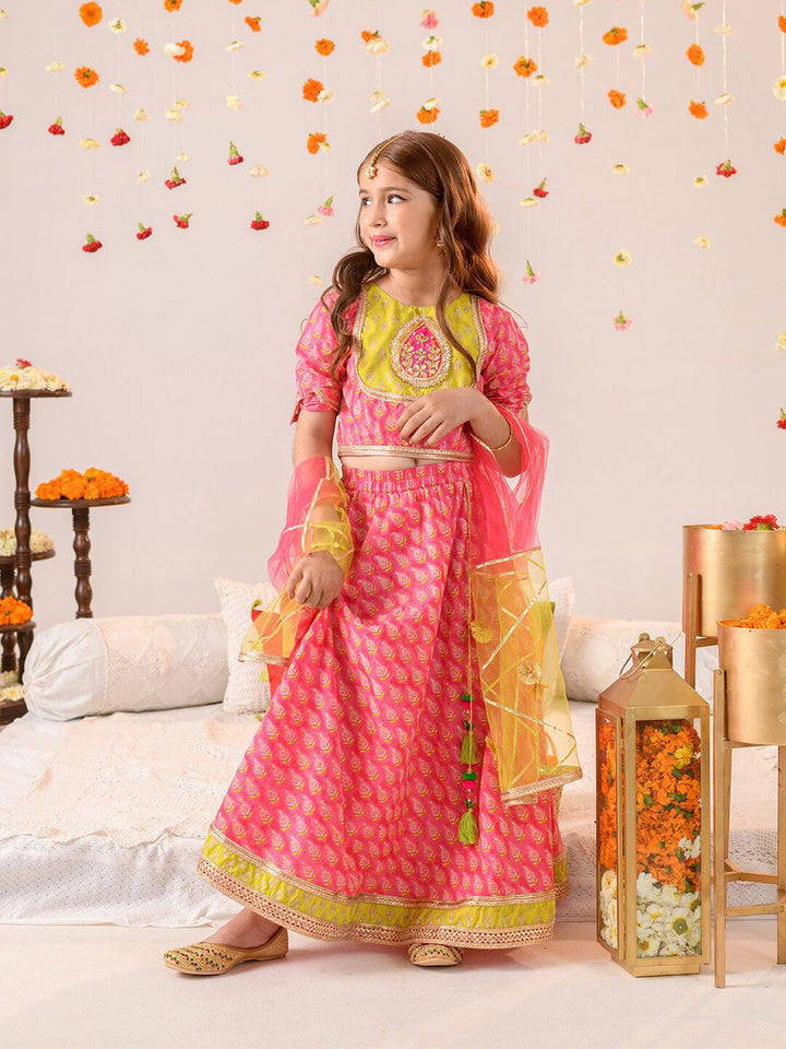 pspeaches Girls Printed Ready to Wear Lehenga Choli With Dupatta
