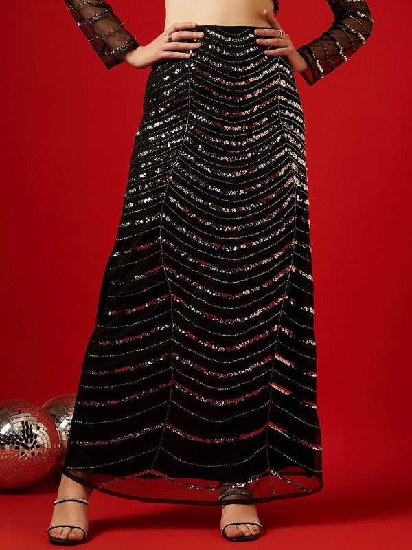 STREET 9 Embellished Maxi A-Line Skirt