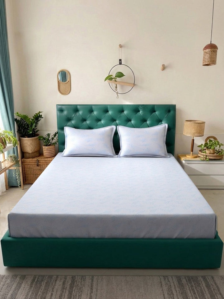 Myntra Elegant Homes White Floral 400 TC Bedsheet with 2 Pillow Covers