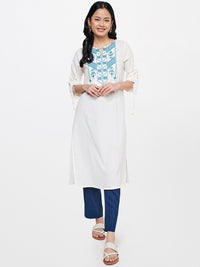 Global Desi Women Blue Straight Fit Trousers