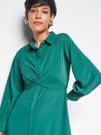 AND Cuffed Sleeves Shirt Midi Dress